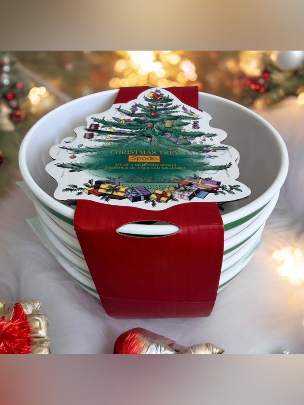 Spode Christmas Tree Melamine Bowls 6” Set of 4 NWT